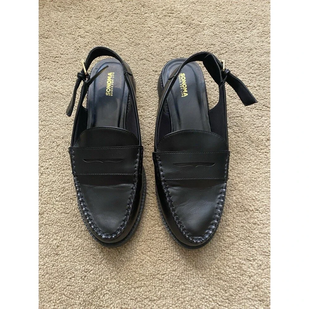 Sonoma Goods For Life Gatsyn Slingback Loafers in Black Womens Size 10